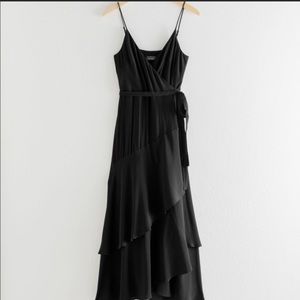 & OTHER STORIES black ruffle midi wrap dress